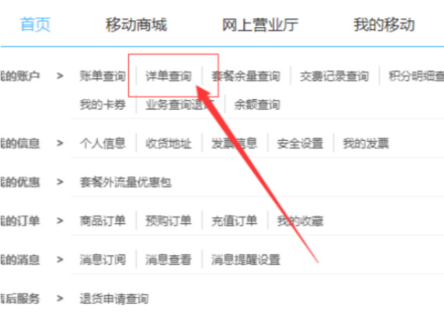 移动网上营业厅查询通话清单第3步