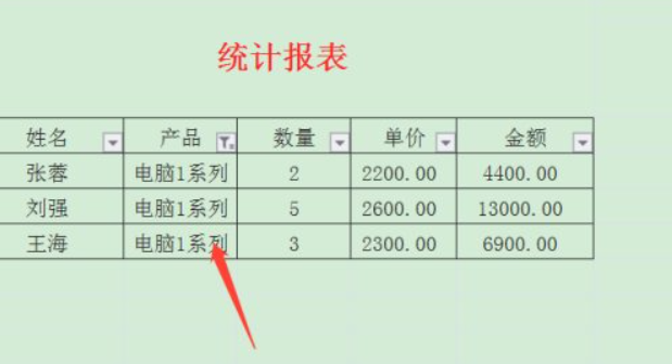 excel按条件提取整行数据第5步
