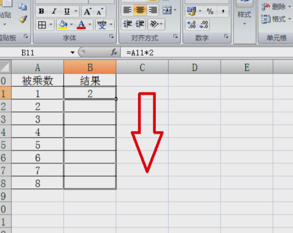 怎样让Excel一列乘以相同数第4步