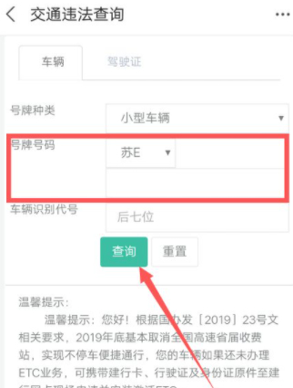 直接输入车牌号查违章第5步