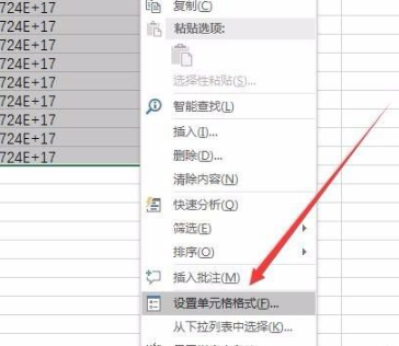 表格中数字显示是E+数字 怎么正常显示第2步