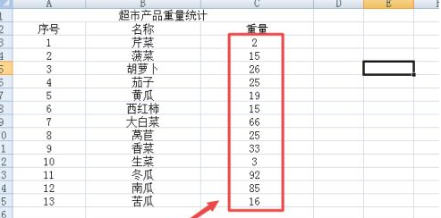 如何求和表格一排数字第1步