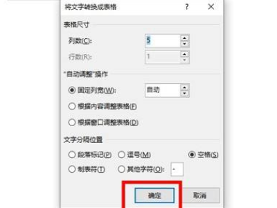 将文字转换成表格第3步