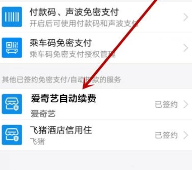 爱奇艺支付宝自动续费怎么关闭第4步