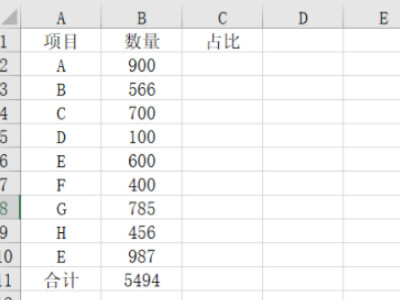 excel怎么算比例第2步