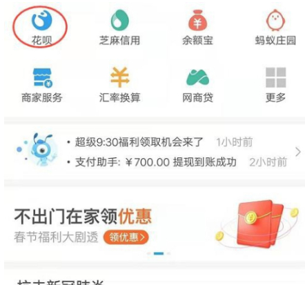 支付宝分期付款怎么提前还款第1步